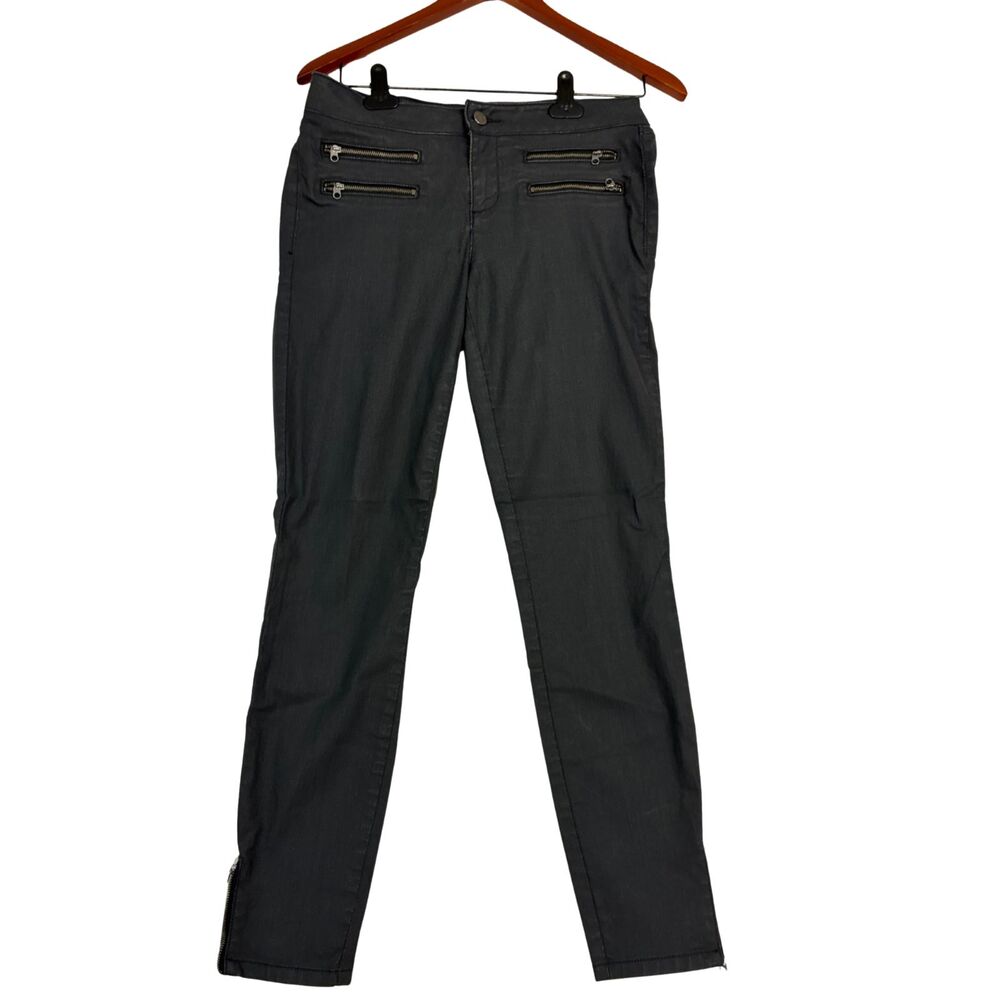 GUESS Womens Black Skinny Pants Size 28 Zip Pocket Ankle Zipper Stretch Moto